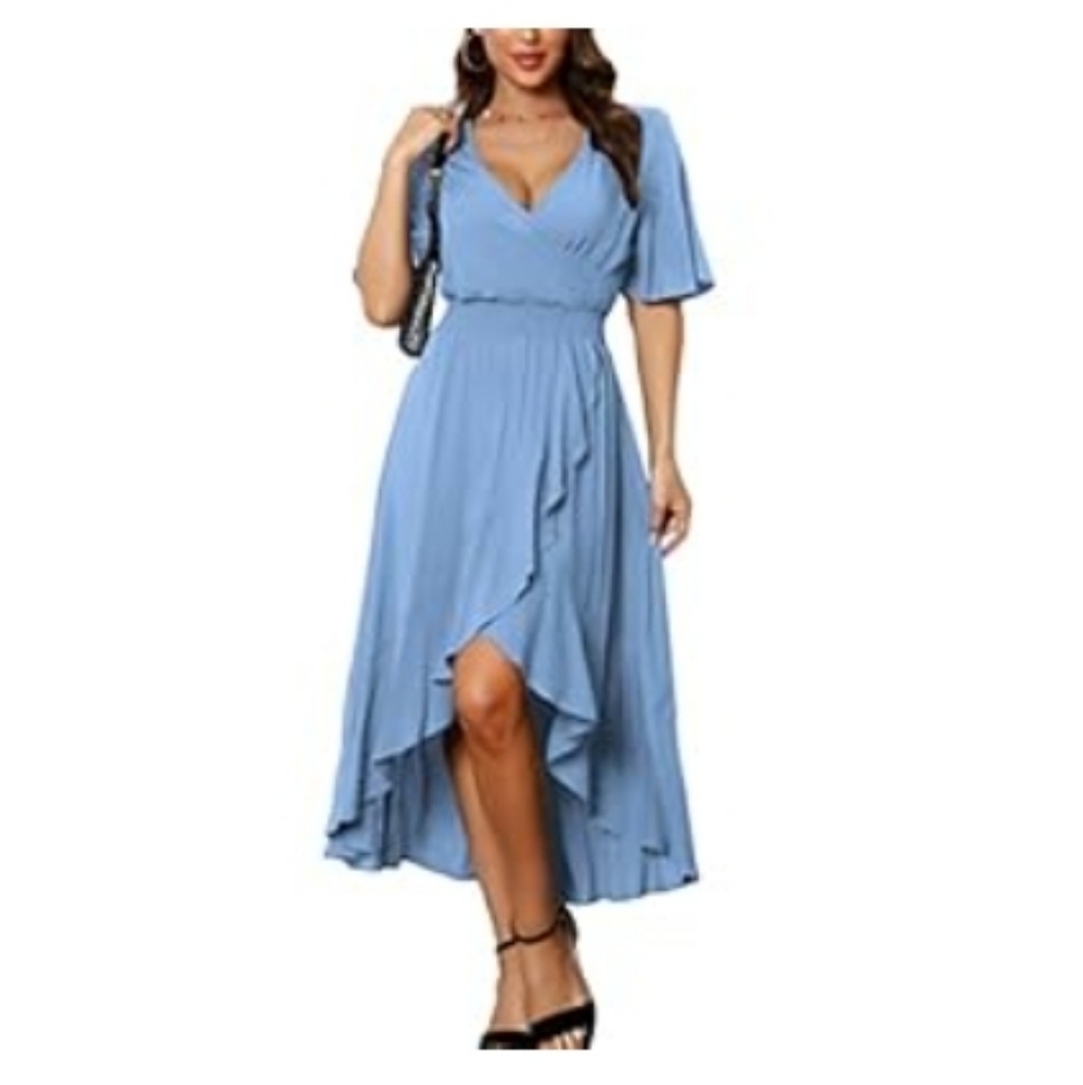 Light Blue V Neck Dress Light Blue Wrap Dress